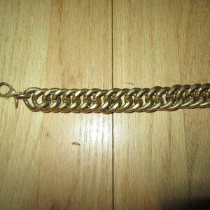 VINTAGE SIGNED ERWIN PEARL CHUNKY LINK BRACELET/GOLD TONE!